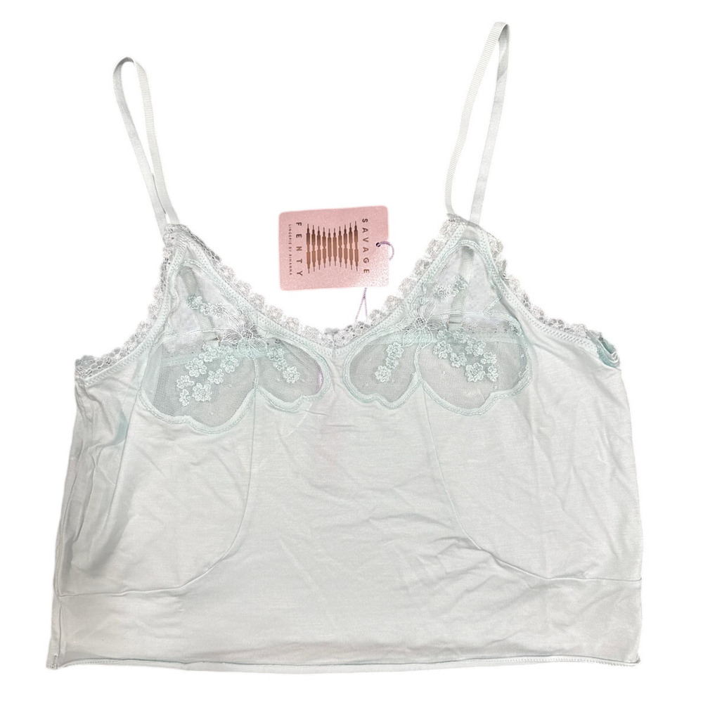 Savage X Fenty Lace Curvy Cami Sleepwear - Seashell Blue - Size: 2X (2)